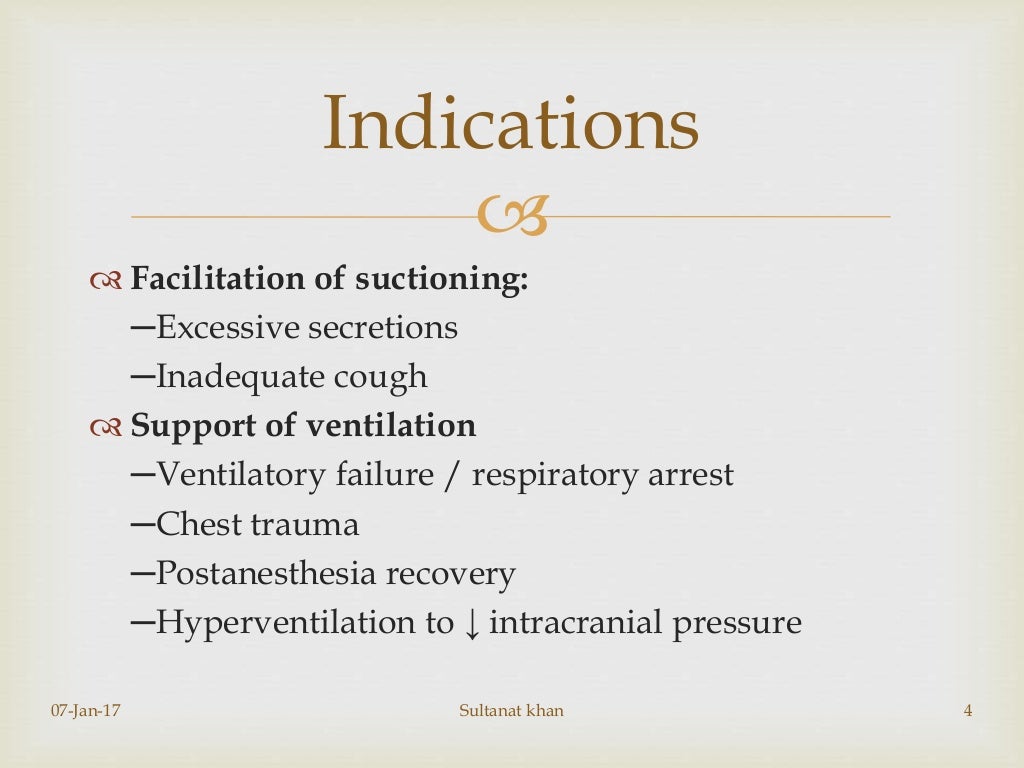 Endotracheal intubation, indications, complications.
