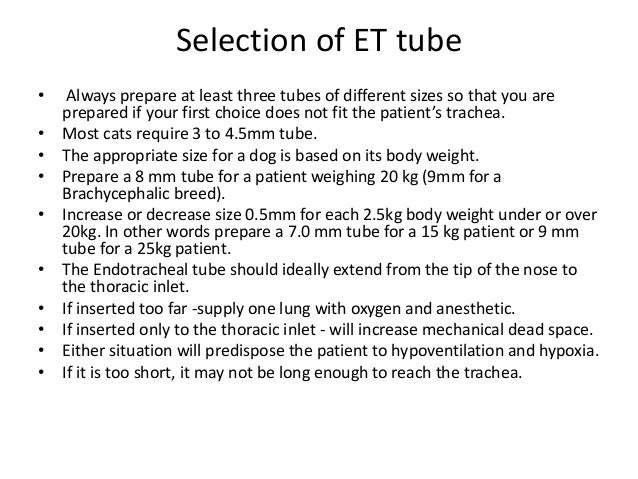 Et Tube Size Chart