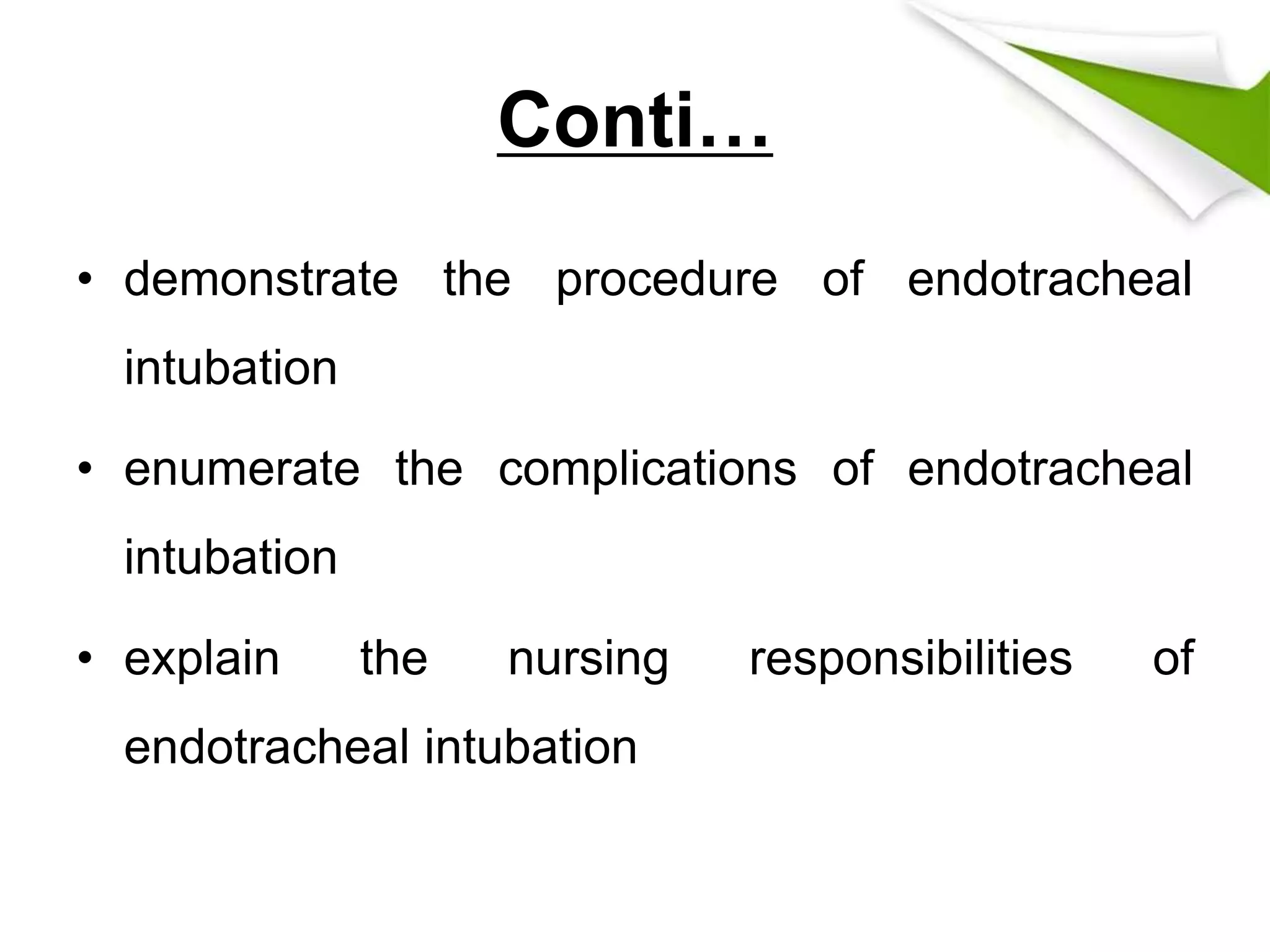 Endotracheal intubation nursing procedure | PPTX