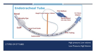 2 TYPES OF ET TUBES
High pressure, Low volume
Low Pressure, HighVolume
 