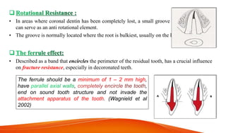 Rehabilitation of endodontically treated teeth : Post & Core | PPTX
