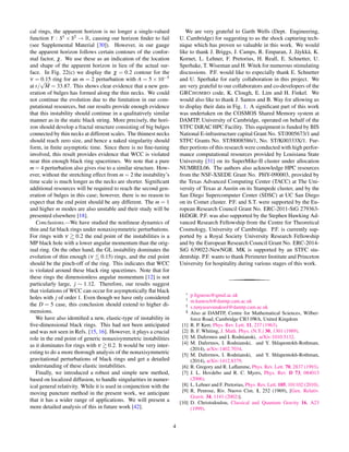 cal rings, the apparent horizon is no longer a single-valued
function Y : S1 × S2 → R, causing our horizon ﬁnder to fail
(see Supplemental Material [30]). However, in our gauge
the apparent horizon follows certain contours of the confor-
mal factor, χ. We use these as an indication of the location
and shape of the apparent horizon in lieu of the actual sur-
face. In Fig. 22(c) we display the χ = 0.2 contour for the
ν = 0.15 ring for an m = 2 perturbation with A = 5 × 10−5
at t/
√
M = 33.87. This shows clear evidence that a new gen-
eration of bulges has formed along the thin necks. We could
not continue the evolution due to the limitation in our com-
putational resources, but our results provide enough evidence
that this instability should continue in a qualitatively similar
manner as in the static black string. More precisely, the hori-
zon should develop a fractal structure consisting of big bulges
connected by thin necks at different scales. The thinnest necks
should reach zero size, and hence a naked singularity should
form, in ﬁnite asymptotic time. Since there is no ﬁne-tuning
involved, this result provides evidence that WCC is violated
near thin enough black ring spacetimes. We note that a pure
m = 4 perturbation also gives rise to a similar structure. How-
ever, without the stretching effect from m = 2 the instability’s
time scale is much longer as the necks are shorter. Signiﬁcant
additional resources will be required to reach the second gen-
eration of bulges in this case; however, there is no reason to
expect that the end point should be any different. The m = 1
and higher m modes are also unstable and their study will be
presented elsewhere [18].
Conclusions.—We have studied the nonlinear dynamics of
thin and fat black rings under nonaxisymmetric perturbations.
For rings with ν 0.2 the end point of the instabilities is a
MP black hole with a lower angular momentum than the orig-
inal ring. On the other hand, the GL instability dominates the
evolution of thin enough (ν 0.15) rings, and the end point
should be the pinch-off of the ring. This indicates that WCC
is violated around these black ring spacetimes. Note that for
these rings the dimensionless angular momentum [12] is not
particularly large, j ∼ 1.12. Therefore, our results suggest
that violations of WCC can occur for asymptotically ﬂat black
holes with j of order 1. Even though we have only considered
the D = 5 case, this conclusion should extend to higher di-
mensions.
We have also identiﬁed a new, elastic-type of instability in
ﬁve-dimensional black rings. This had not been anticipated
and was not seen in Refs. [15, 16]. However, it plays a crucial
role in the end point of generic nonaxisymmetric instabilities
as it dominates for rings with ν 0.2. It would be very inter-
esting to do a more thorough analysis of the nonaxisymmetric
gravitational perturbations of black rings and get a detailed
understanding of these elastic instabilities.
Finally, we introduced a robust and simple new method,
based on localized diffusion, to handle singularities in numer-
ical general relativity. While it is used in conjunction with the
moving puncture method in the present work, we anticipate
that it has a wider range of applications. We will present a
more detailed analysis of this in future work [42].
We are very grateful to Garth Wells (Dept. Engineering,
U. Cambridge) for suggesting to us the shock capturing tech-
nique which has proven so valuable in this work. We would
like to thank J. Briggs, J. Camps, R. Emparan, J. J¨aykk¨a, K.
Kornet, L. Lehner, F. Pretorius, H. Reall, E. Schnetter, U.
Sperhake, T. Wiseman and H. Witek for numerous stimulating
discussions. P.F. would like to especially thank E. Schnetter
and U. Sperhake for early collaboration in this project. We
are very grateful to our collaborators and co-developers of the
GRCHOMBO code, K. Clough, E. Lim and H. Finkel. We
would also like to thank J. Santos and B. Way for allowing us
to display their data in Fig. 1. A signiﬁcant part of this work
was undertaken on the COSMOS Shared Memory system at
DAMTP, University of Cambridge, operated on behalf of the
STFC DiRAC HPC Facility. This equipment is funded by BIS
National E-infrastructure capital Grant No. ST/J005673/1 and
STFC Grants No. ST/H008586/1, No. ST/K00333X/1. Fur-
ther portions of this research were conducted with high perfor-
mance computational resources provided by Louisiana State
University [31] on its SuperMike-II cluster under allocation
NUMREL06. The authors also acknowledge HPC resources
from the NSF-XSEDE Grant No. PHY-090003, provided by
the Texas Advanced Computing Center (TACC) at The Uni-
versity of Texas at Austin on its Stampede cluster, and by the
San Diego Supercomputer Center (SDSC) at UC San Diego
on its Comet cluster. P.F. and S.T. were supported by the Eu-
ropean Research Council Grant No. ERC-2011-StG 279363-
HiDGR. P.F. was also supported by the Stephen Hawking Ad-
vanced Research Fellowship from the Centre for Theoretical
Cosmology, University of Cambridge. P.F. is currently sup-
ported by a Royal Society University Research Fellowship
and by the European Research Council Grant No. ERC-2014-
StG 639022-NewNGR. MK is supported by an STFC stu-
dentship. P.F. wants to thank Perimeter Institute and Princeton
University for hospitality during various stages of this work.
∗ p.ﬁgueras@qmul.ac.uk
† m.kunesch@damtp.cam.ac.uk
‡ s.tunyasuvunakool@damtp.cam.ac.uk
§ Also at DAMTP, Centre for Mathematical Sciences, Wilber-
force Road, Cambridge CB3 0WA, United Kingdom
[1] R. P. Kerr, Phys. Rev. Lett. 11, 237 (1963).
[2] B. F. Whiting, J. Math. Phys. (N.Y.) 30, 1301 (1989).
[3] M. Dafermos and I. Rodnianski, arXiv:1010.5132.
[4] M. Dafermos, I. Rodnianski, and Y. Shlapentokh-Rothman,
(2014), arXiv:1402.7034.
[5] M. Dafermos, I. Rodnianski, and Y. Shlapentokh-Rothman,
(2014), arXiv:1412.8379.
[6] R. Gregory and R. Laﬂamme, Phys. Rev. Lett. 70, 2837 (1993).
[7] J. L. Hovdebo and R. C. Myers, Phys. Rev. D 73, 084013
(2006).
[8] L. Lehner and F. Pretorius, Phys. Rev. Lett. 105, 101102 (2010).
[9] R. Penrose, Riv. Nuovo Cim. 1, 252 (1969), [Gen. Relativ.
Gravit. 34, 1141 (2002)].
[10] D. Christodoulou, Classical and Quantum Gravity 16, A23
(1999).
4
 