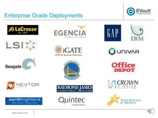Enterprise Grade Deployments

www.evault.com

 