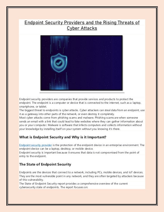 Endpoint Security Providers and the Rising Threats of Cyber Attacks