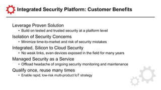Integrated Security Platform: Customer Benefits
Leverage Proven Solution
• Build on tested and trusted security at a platf...
