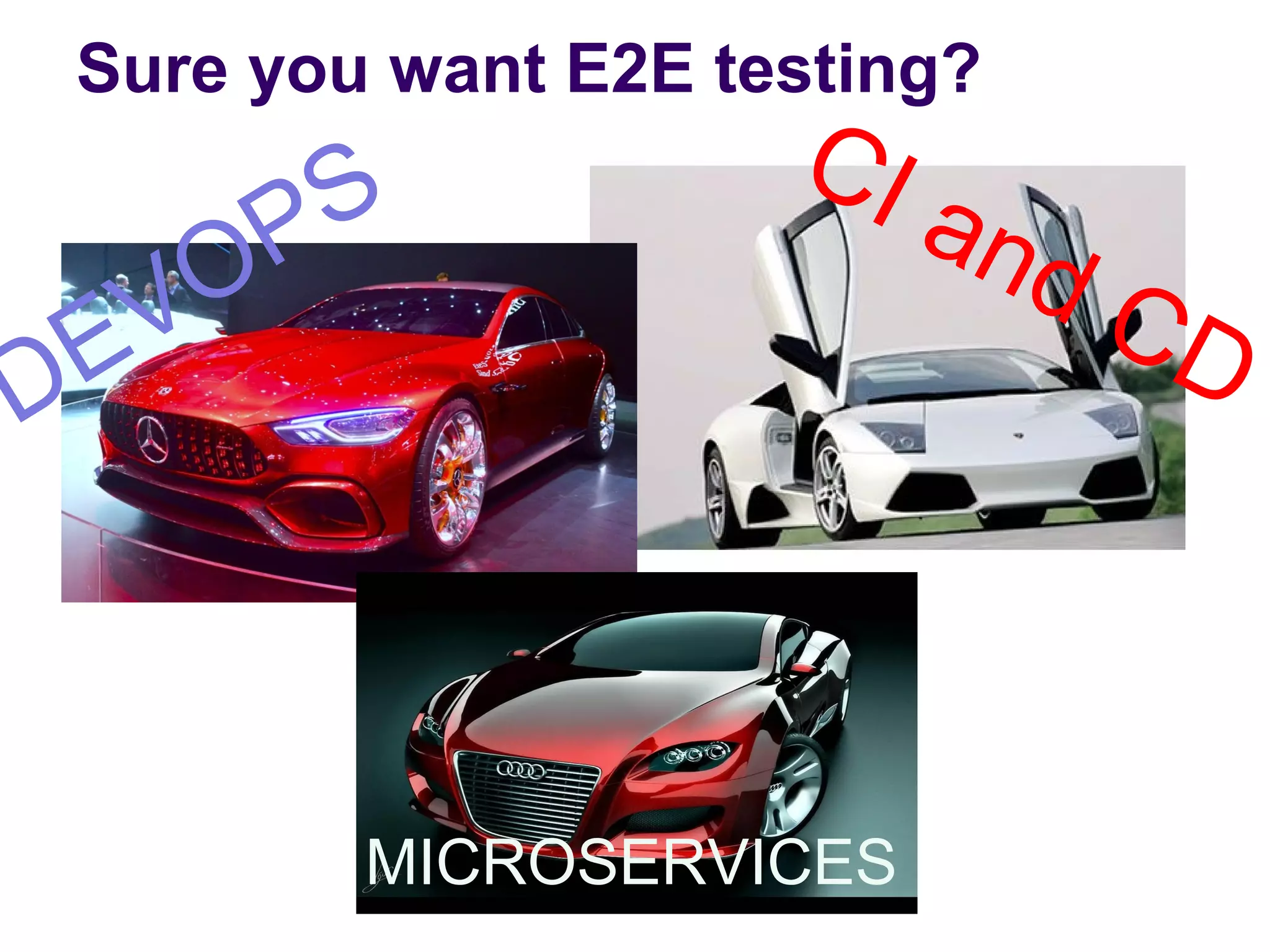 Sure you want E2E testing?
DEVOPS CI and CD
MICROSERVICES
a
 