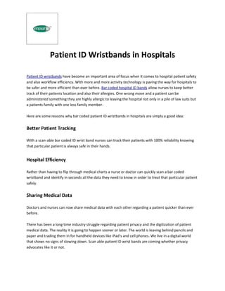 Patient ID Wristbands in Hospitals