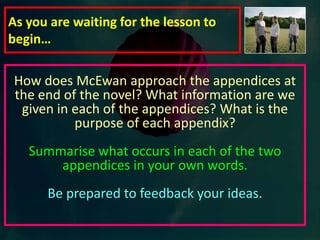 De Clerambault's SyndromeIn chapter 8, Joe believes he has found a diagnosis for Jed’s obsession: De Clerambault's Syndrome. Read through the information sheet and find evidence to suggest that Jed is suffering from the different symptoms of this condition.