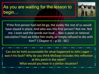 We discussed in the first lesson the differences between Joe and Clarissa.  Look back over chapter one and find evidence for the following: