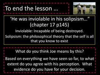 Why does McEwan associate Clarissa with Keats?Keats is particularly famous for his views on ‘Negative Capability’. Basically, this is a state of mind in which someone is ‘capable of being in uncertainties, mysteries, doubts, without any irritable reaching after fact and reason.’  Keats, therefore, promoted a view that it was desirable to accept that some things were not meant to be understood.Where have we seen Clarissa’s sympathy to this in the novel so far? 
