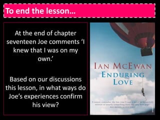 As you are waiting for the lesson to begin:Discuss: When and why do people write letters?In the novel, Clarissa is researching the Romantic poet John Keats.  She is searching for a last letter to Keats’ mistress Fanny Brawne because she is certain that “love that did not find its expression in a letter was not perfect.”
