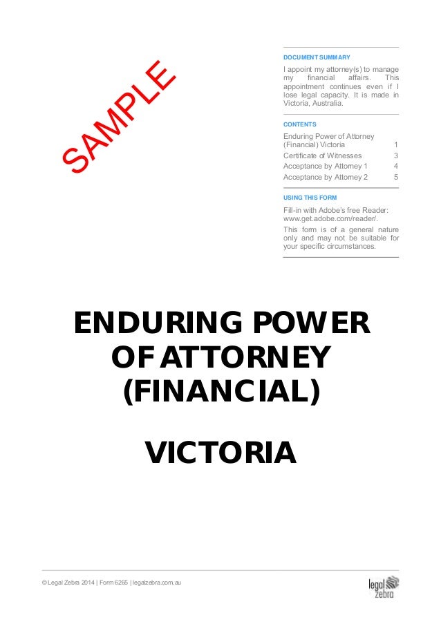 Enduring Power of Attorney (Financial) Victoria Template 