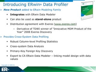 ERwin Import/Export ERwin Data Saphir BridgeProfilerOptionERwin Data ERwin ERwin Data Model Model ModelerValidatorNavigatorERwin ERwin Crystal Process Model ReportsModelerManager(Other ODBC)CA ERwin® Modeling ComponentsModel ManagerModel Manager