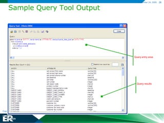 Teradata CurrencyExploitation support for v2.6.x, v12 and v13 supportForward EngineeringReverse EngineeringComplete CompareTeradata-specific check model validations12 categories of checksAlmost 60 different checksCA worked directly with Teradata development Groups