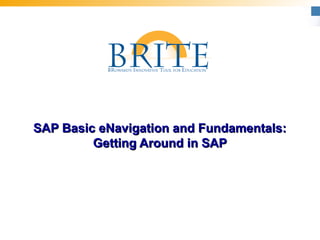 SAP Basic eNavigation and Fundamentals:SAP Basic eNavigation and Fundamentals:
Getting Around in SAPGetting Around in SAP
 