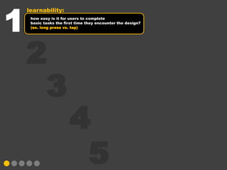 What is the difference?
                     (functionality vs usability testing)




Usability testing                                           Functionality testing




              • Ease of use                • Does it work
              • Ease of navigation
              • Look and feel
 