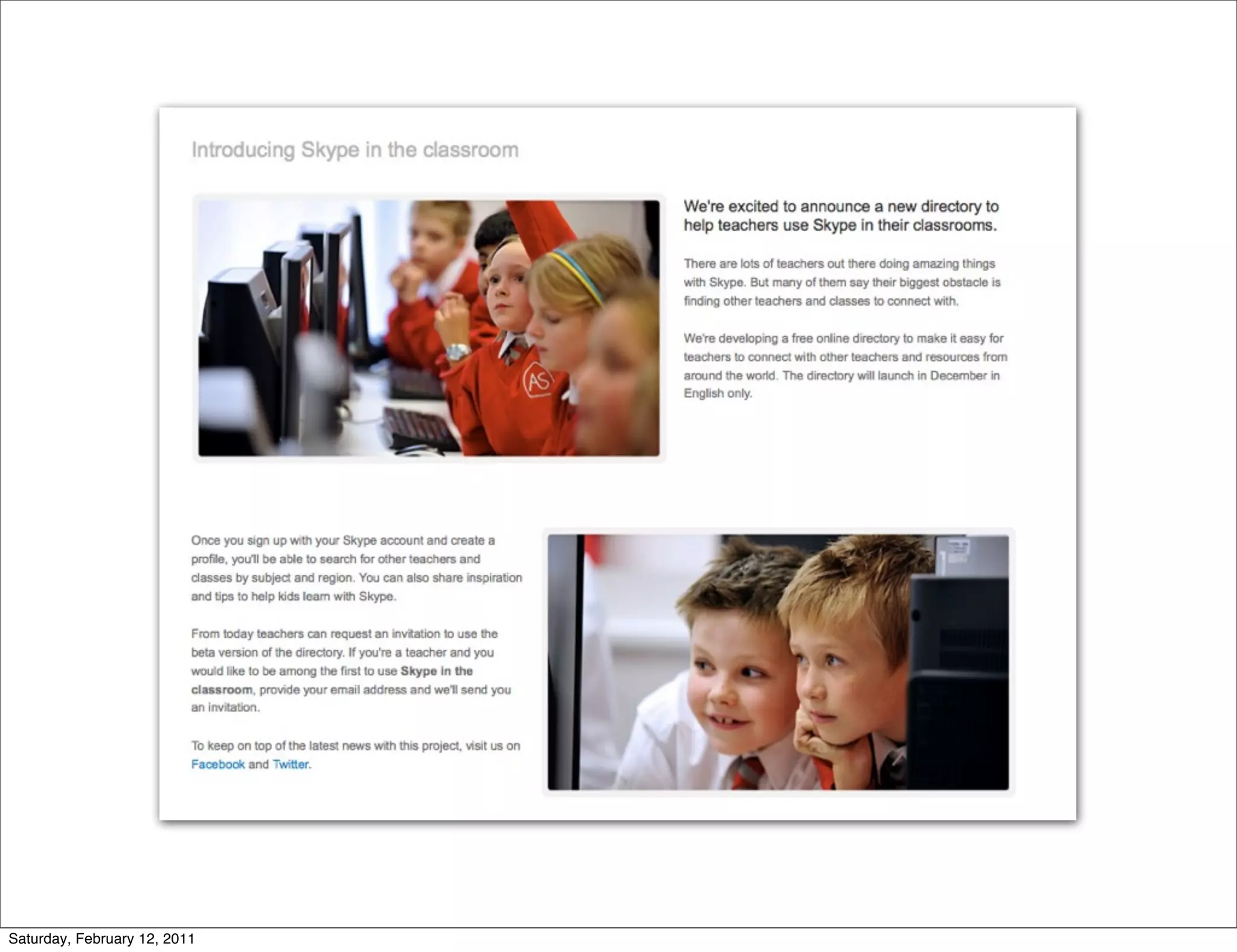 Saturday, February 12, 2011
 