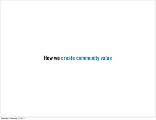 How we create community value




Saturday, February 12, 2011
 