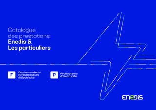 Enedis &
Les particuliers
VERSION ACTUALISÉE AU 1ER
NOVEMBRE 2023 | 1
Catalogue
des prestations
Enedis &
Les particuliers
Consommateurs
et fournisseurs
d’électricité
F Producteurs
d’électricité
P
 