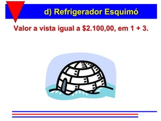 d) Refrigerador Esquimó

Valor a vista igual a $2.100,00, em 1 + 3.
 