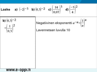 MAA1 / Potenssi / neg. luvut ja desim.luvut