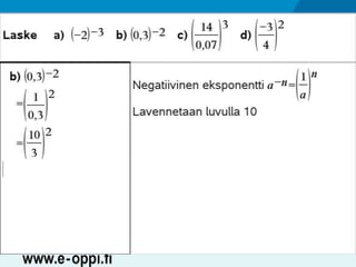 MAA1 / Potenssi / neg. luvut ja desim.luvut
