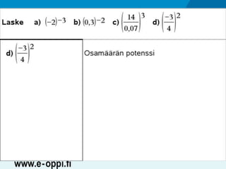MAA1 / Potenssi / neg. luvut ja desim.luvut