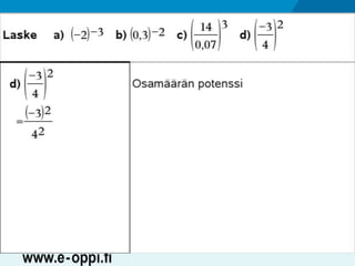 MAA1 / Potenssi / neg. luvut ja desim.luvut
