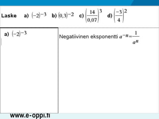 MAA1 / Potenssi / neg. luvut ja desim.luvut