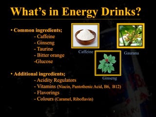 Caffeine Gaurana
Ginseng
7
 