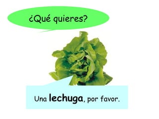¿Qué quieres?




 Una   lechuga, por favor.
 