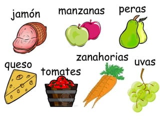 jamón   manzanas   peras



            zanahorias uvas
queso
      tomates
 