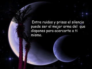 Entre ruidos y prisas el silencio puede ser el mejor arma del  que dispones para acercarte a ti mismo. 