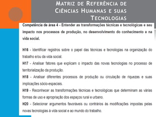 M ATRIZ DE R EFERÊNCIA DE
C IÊNCIAS H UMANAS E SUAS
             T ECNOLOGIAS
 