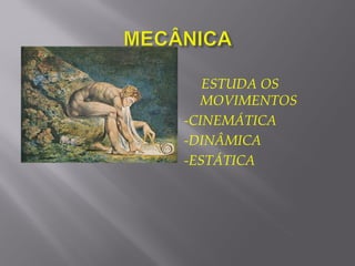 ESTUDA OS
  MOVIMENTOS
-CINEMÁTICA
-DINÂMICA
-ESTÁTICA
 