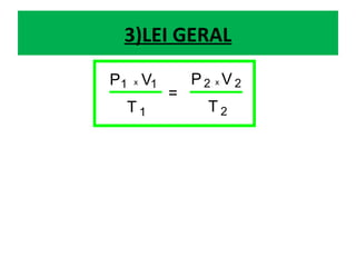 V
T
=
1
1
V
T
2
2
P1 P2 xx
3)LEI GERAL
 