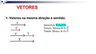 VETORES
1- Vetores na mesma direção e sentido.
 