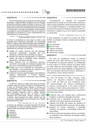 *ROSA75sab4*

QUESTÃO 10                                                                                 QUESTÃO 12
                            SOBRADINHO                                                         O fenômeno de ilha de calor é o exemplo mais
           O homem chega, já desfaz a natureza                                             PDUFDQWH GD PRGL¿FDomR GDV FRQGLo}HV LQLFLDLV GR
    Tira gente, põe represa, diz que tudo vai mudar                                        clima pelo processo de urbanização, caracterizado
         O São Francisco lá pra cima da Bahia
                                                                                           SHOD PRGL¿FDomR GR VROR H SHOR FDORU DQWURSRJrQLFR
     Diz que dia menos dia vai subir bem devagar
E passo a passo vai cumprindo a profecia do beato que                                      o qual inclui todas as atividades humanas inerentes à
              dizia que o Sertão ia alagar.                                                sua vida na cidade.
    SÁ E GUARABYRA. Disco Pirão de peixe com pimenta 6RP /LYUH  DGDSWDGR 