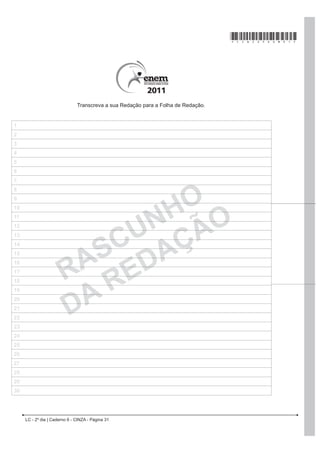 *cinZ25dom16*

7H[WR SDUD DV TXHVW}HV  H                                                                QUESTÃO 126
                                                                                               2 UHFXUVR JUi¿FR XWLOL]DGR QR DQ~QFLR SXEOLFLWiULR    GH
                                                                                               GHVWDFDU D SRWHQFLDO VXSUHVVmR GH WUHFKR GR WH[WR
                                                                                               UHIRUoD D H¿FiFLD SUHWHQGLGD UHYHODGD QD HVWUDWpJLD GH
                                                                                               A ressaltar a informação no título, em detrimento do
                                                                                                   restante do conteúdo associado.
    1yV DGRUDUtDPRV GL]HU TXH VRPRV SHUIHLWRV 4XH                                             B incluir o leitor por meio do uso da 1ª pessoa do plural
VRPRV LQIDOtYHLV 4XH QmR FRPHWHPRV QHP PHVPR R                                                    no discurso.
PHQRU GHVOL]H ( Vy QmR IDODPRV LVVR SRU XP SHTXHQR                                            C FRQWDU D KLVWyULD GD FULDomR GR yUJmR FRPR DUJXPHQWR
detalhe: seria uma mentira. Aliás, em vez de usar a palavra                                        de autoridade.
³PHQWLUD´ FRPR DFDEDPRV GH ID]HU SRGHUtDPRV RSWDU                                            D subverter o fazer publicitário pelo uso de sua
SRU XP HXIHPLVPR ³0HLDYHUGDGH´ SRU H[HPSOR VHULD                                               metalinguagem.
XP WHUPR PXLWR PHQRV DJUHVVLYR 0DV QyV QmR XVDPRV
                                                                                               E impressionar o leitor pelo jogo de palavras no texto.
esta palavra simplesmente porque não acreditamos que
H[LVWD XPD ³0HLDYHUGDGH´ 3DUD R RQDU RQVHOKR                                              QUESTÃO 127
Nacional de Autorregulamentação Publicitária, existem
a verdade e a mentira. Existem a honestidade e a                                                      6( 12 ,19(512 e ',)Ë,/ $25'$5
desonestidade. Absolutamente nada no meio. O Conar                                                            IMAGINE DORMIR.
QDVFHX Ki  DQRV YLX Vy QmR DUUHGRQGDPRV SDUD  