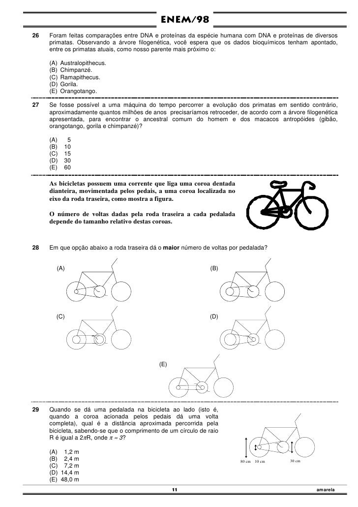 Enem 1998 Quando Se Da Uma Pedalada Na Bicicleta Abaixo