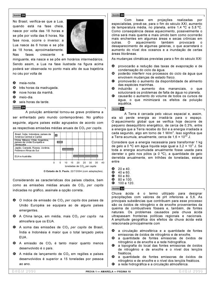Enem 2006 No Brasil Verifica Se Que A Lua