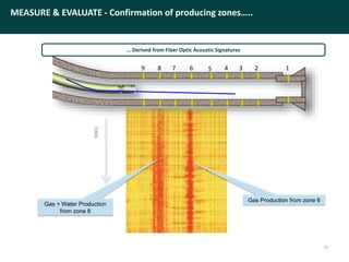 Offering SummaryMEASURE & EVALUATE - Confirmation of producing zones…..
… Derived from Fiber Optic Acoustic Signatures
TIME
Gas Production from zone 6
Gas + Water Production
from zone 8
9 7 6 5 4 3 2 18
20
 