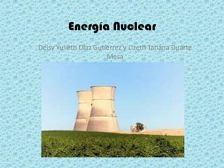 Energía Nuclear
Deisy Yulieth Díaz Gutiérrez y Lizeth Tatiana Duarte
Mesa
 