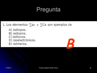 07/06/1607/06/16 Profesor Nibaldo Pastén RiveraProfesor Nibaldo Pastén Rivera 3030
Pregunta
B
 