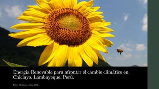 Energía Renovable para afrontar el cambio climático en
Chiclayo. Lambayeque. Perú.
Pablo Molinero. Julio 2015.
 