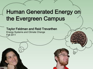 Human Generated Energy on
the Evergreen Campus
Taylor Feldman and Reid Trevarthen
Energy Systems and Climate Change
Fall 2011
 