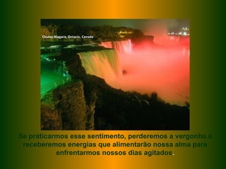 www.planetapowerpoint.com.br
Tudo sobre a vida
Chutes Niagara, Ontario, Canada
Se praticarmos esse sentimento, perderemos a vergonha e
receberemos energias que alimentarão nossa alma para
enfrentarmos nossos dias agitados.
 
