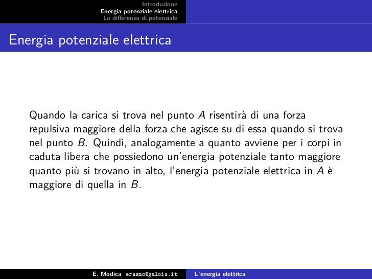 Lenergia elettrica Definizione di energia elettrica