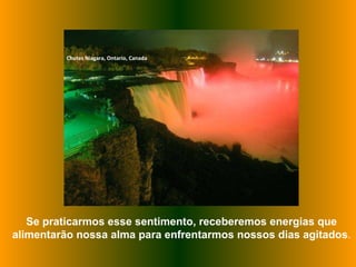 Chutes Niagara, Ontario, Canada Se praticarmos esse sentimento, receberemos energias que alimentarão nossa alma para enfrentarmos nossos dias agitados . 