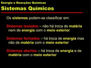 Energia e Reaccoes Quimicas